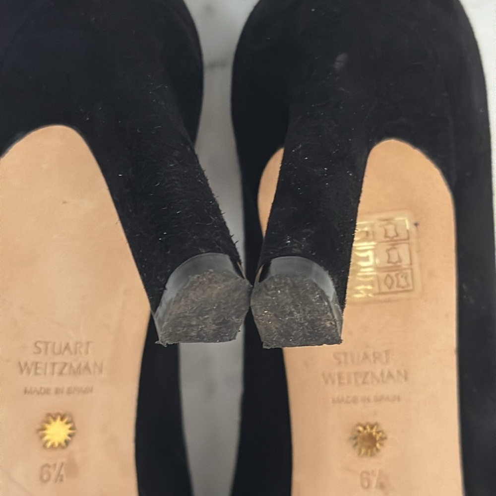 STUART WEITZMAN Shoes Larsa Suede Platform Pump Heels Black Size 6.5 - Picture 16 of 16